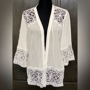 Kim Rogers white lace jacket. Size medium petite